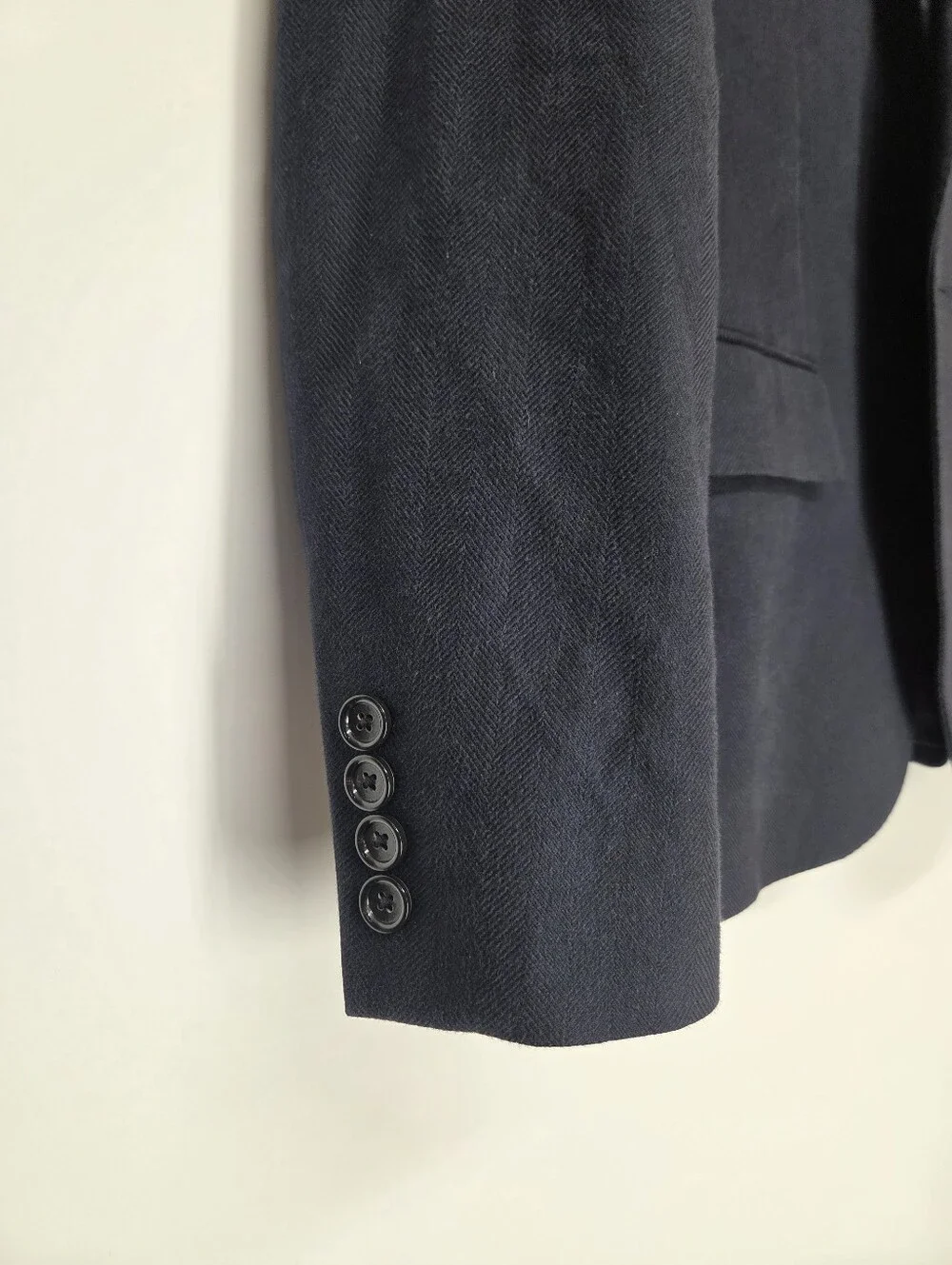 J.Crew Ludlow Navy Herringbone Sport Coat Mens 38R Ormezzano Pima Cotton Italy